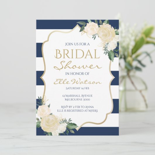 Elfenbein-BlumenBrautparty-Einladung, Wedding Einladung (Stehend Vorderseite)