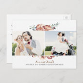 Elfenbein Blumenfall Foto Hochzeit danke Postkarte (Vorne/Hinten)