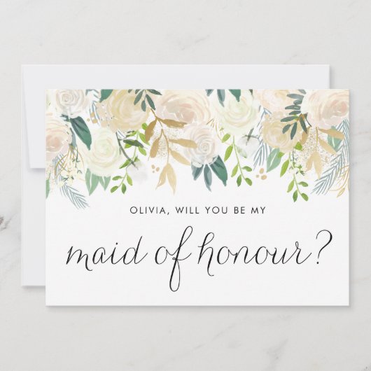 Elfenbein Blumengarland wird meine Trauzeugin sein (Vorderseite)