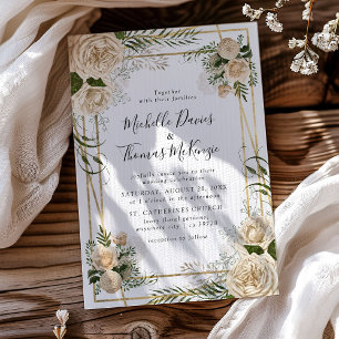 Elfenbein-Blumenstrauß Elegante Hochzeitseinladung Einladung