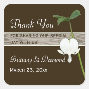 Elfenbein-blutendes Herz 1,5" Browns grünes Quadratischer Aufkleber