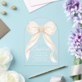 Elfenbein-Bogen-Perlen Mädchen-Taufe religiös Acryleinladungen (Insitu (Hochzeit))
