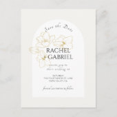 Elfenbein | Boho Arch Gold Floral Wedding Postkarte (Vorderseite)