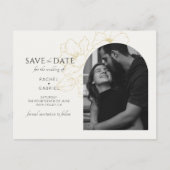 Elfenbein | Boho Arch Gold Floral Wedding Postkarte (Vorderseite)
