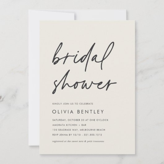 Elfenbein | Boho Minimalistisch Script Brautparty Einladung (Vorderseite)