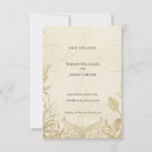 Elfenbein-Botanik-Schrift Save-the-Date-Karte Save The Date