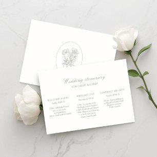 Elfenbein   Botanischer Hochzeitswochenende-Zeitpl Einladung