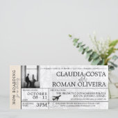 Elfenbein Brasilien Hochzeit Boarding Pass Einladu (Stehend Vorderseite)