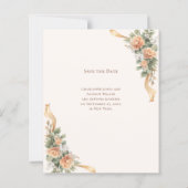 Elfenbein Champagner Blumen Hochzeit Save-the-Date (Rückseite)
