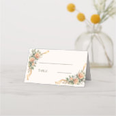 Elfenbein Champagner orange Blumen Platzkarte (Vorderseite)