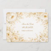 Elfenbein Champagner Perlen Blumen Hochzeit Save The Date (Vorderseite)