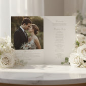 Elfenbein | Chic Aquarell-Blumen-Hochzeitsprogramm Programm