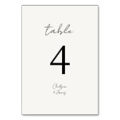 Elfenbein | Chic B&W Minimalistisch Wedding Tischnummer (Rückseite)