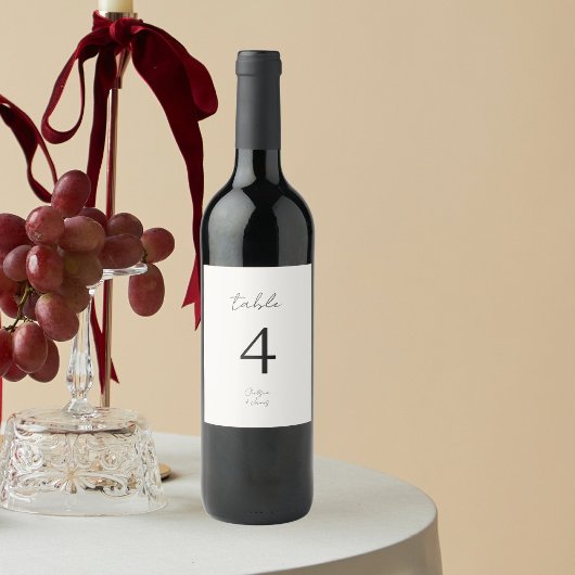 Elfenbein | Chic B&W Minimalistisch Wedding Weinetikett