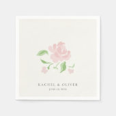 Elfenbein | Chic Blush-Rosen-Hochzeitseinladung  Serviette (Vorderseite)