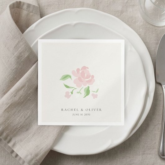 Elfenbein | Chic Blush-Rosen-Hochzeitseinladung  Serviette
