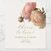 Elfenbein | Chic Blush Script-Rose Hochzeit Weinetikett (Einzelnes Label)