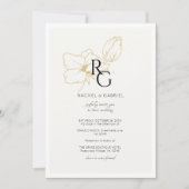 Elfenbein | Chic Floral Monogram Wedding Save The Date (Vorderseite)