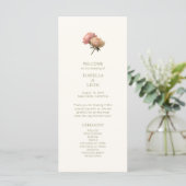 Elfenbein | Chic Floral Rosene Hochzeitsprogramm Menükarte (Stehend Vorderseite)