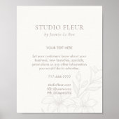 Elfenbein | Chic Floral Text Förderung Poster (Vorne)