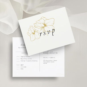 Elfenbein   Chic Floral Wedding RSVP Postcard Postkarte
