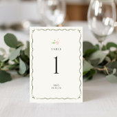 Elfenbein | Chic Florale Hochzeit Tischnummer Kart