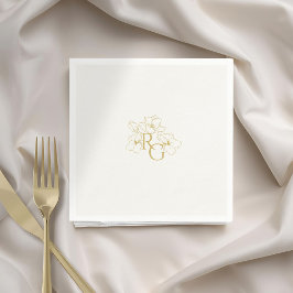 Elfenbein | Chic Imitats Gold Monogram Wedding Serviette