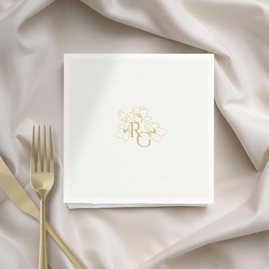 Elfenbein | Chic Imitats Gold Monogram Wedding Serviette
