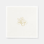 Elfenbein | Chic Imitats Gold Monogram Wedding Serviette (Vorderseite)