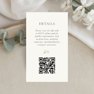 Elfenbein   Chic Mini QR Hochzeitsdetails  Begleitkarte