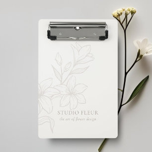 Elfenbein   Chic Minimal Floral Mini Klemmbrett