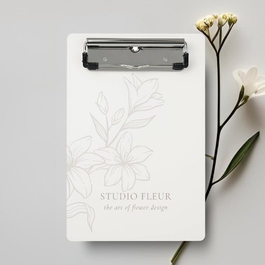 Elfenbein | Chic Minimal Floral Mini Klemmbrett