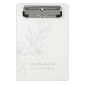 Elfenbein | Chic Minimal Floral Mini Klemmbrett (Vorderseite)