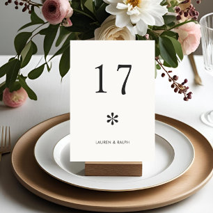 Elfenbein Chic Minimal Typografy Wedding Tischnummer