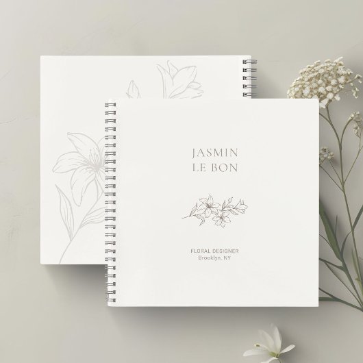 Elfenbein | Chic Minimalistisch Floral Notizblock