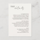 Elfenbein | Chic Minimalistisch Hochzeitdetails Begleitkarte (Vorderseite)