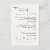 Elfenbein | Chic Minimalistisch Wedding Details Ic Begleitkarte (Vorderseite)