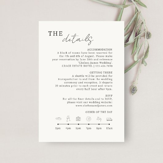 Elfenbein | Chic Minimalistisch Wedding Details Ic Begleitkarte