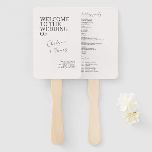 Elfenbein | Chic Minimalistisch Wedding Fächer (Vorne und Hinten)