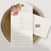 Elfenbein | Chic Modern Blush Rose Hochzeit All In One Einladung