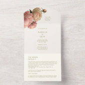 Elfenbein | Chic Modern Blush Rose Hochzeit All In One Einladung (Innen)