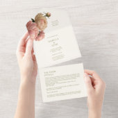 Elfenbein | Chic Modern Blush Rose Hochzeit All In One Einladung (Abreißtisch)
