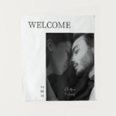 Elfenbein | Chic Modern Wedding Welcome Foto Wandteppich (Vorderseite)