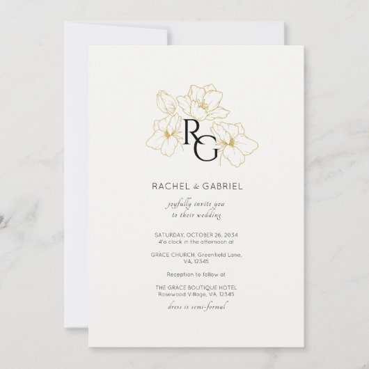 Elfenbein | Chic Monogram Wedding Invitation Card Save The Date (Vorderseite)