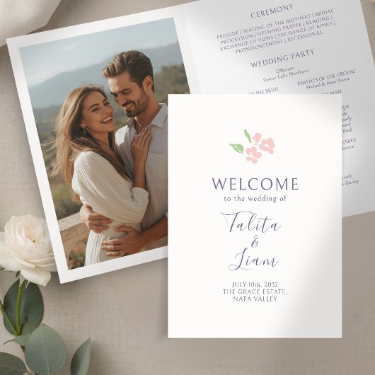 Elfenbein | Chic Photo Floral Hochzeit  Programm