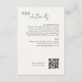 Elfenbein | Chic QR Code Minimalistische Hochzeitd Begleitkarte (Vorderseite)