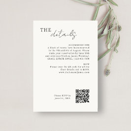 Elfenbein | Chic QR Code Minimalistische Hochzeitd Begleitkarte