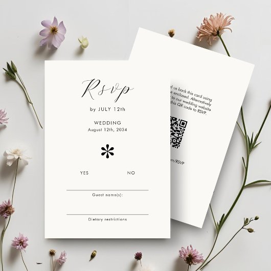 Elfenbein | Chic QR Code Wedding RSVP Karte