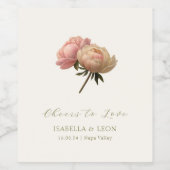Elfenbein | Chic Rose Hochzeit Weinetikett (Einzelnes Label)