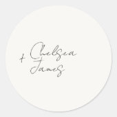 Elfenbein | Chic Script Minimalistisch Hochzeitsei Runder Aufkleber (Vorderseite)